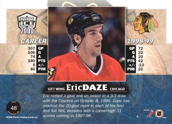 1999-00 Pacific Dynagon Ice - Blue #48 Eric Daze Back