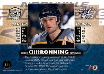 1999-00 Pacific Dynagon Ice - Blue #111 Cliff Ronning Back