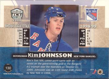 1999-00 Pacific Dynagon Ice - Blue #130 Kim Johnsson Back