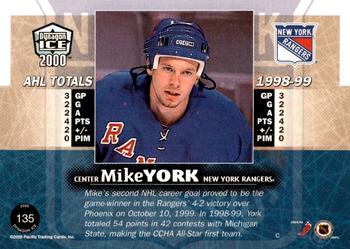 1999-00 Pacific Dynagon Ice - Blue #135 Mike York Back