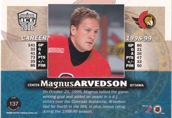 1999-00 Pacific Dynagon Ice - Copper #137 Magnus Arvedson Back