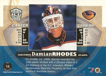 1999-00 Pacific Dynagon Ice - Gold #18 Damian Rhodes Back