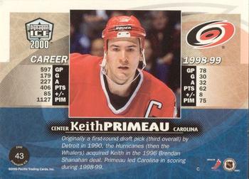 1999-00 Pacific Dynagon Ice - Gold #43 Keith Primeau Back