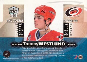 1999-00 Pacific Dynagon Ice - Gold #45 Tommy Westlund Back