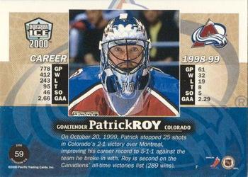1999-00 Pacific Dynagon Ice - Gold #59 Patrick Roy Back