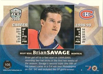 1999-00 Pacific Dynagon Ice - Gold #105 Brian Savage Back