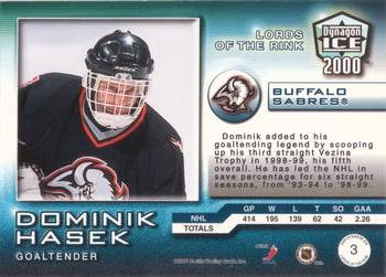 1999-00 Pacific Dynagon Ice - Lords of the Rink #3 Dominik Hasek Back