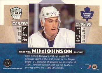 1999-00 Pacific Dynagon Ice - Premiere Date #188 Mike Johnson Back