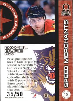 1999-00 Pacific Omega - 5 Star Talents Serial Numbered #15 Pavel Bure Back