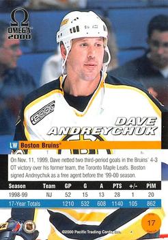 1999-00 Pacific Omega - Ice Blue #17 Dave Andreychuk Back