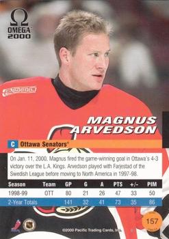 1999-00 Pacific Omega - Ice Blue #157 Magnus Arvedson Back