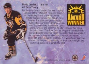 1992-93 Ultra - Award Winners #5 Mario Lemieux Back