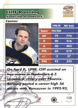 1999-00 Pacific Paramount - Copper #128 Cliff Ronning Back