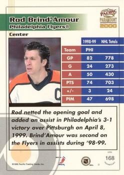 1999-00 Pacific Paramount - Copper #168 Rod Brind'Amour Back