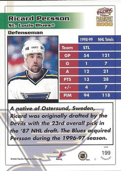 1999-00 Pacific Paramount - Copper #199 Ricard Persson Back