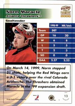 1999-00 Pacific Paramount - Emerald #13 Norm Maracle Back