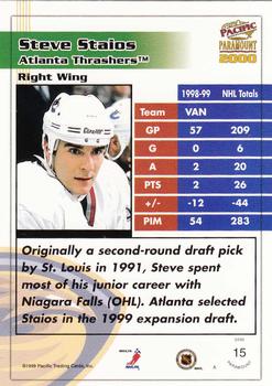 1999-00 Pacific Paramount - Gold #15 Steve Staios Back