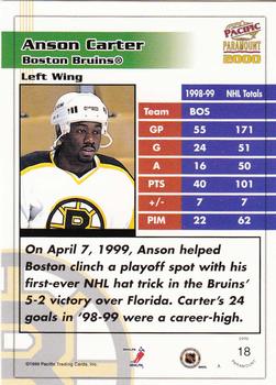 1999-00 Pacific Paramount - Gold #18 Anson Carter Back