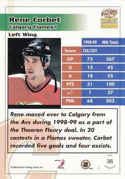 1999-00 Pacific Paramount - Gold #36 Rene Corbet Back