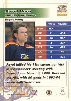 1999-00 Pacific Paramount - Gold #98 Pavel Bure Back
