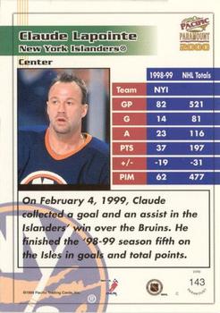 1999-00 Pacific Paramount - Gold #143 Claude Lapointe Back