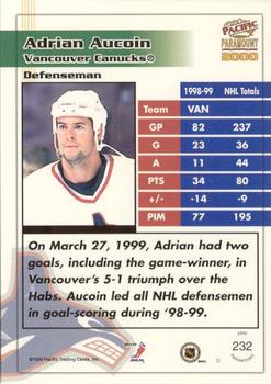 1999-00 Pacific Paramount - Gold #232 Adrian Aucoin Back