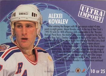 1992-93 Ultra - Ultra Imports #10 Alexei Kovalev Back