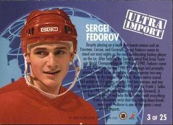 1992-93 Ultra - Ultra Imports #3 Sergei Fedorov Back