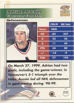 1999-00 Pacific Paramount - Holo-Emerald #232 Adrian Aucoin Back