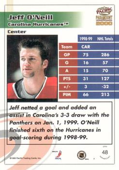 1999-00 Pacific Paramount - Holo-Silver #48 Jeff O'Neill Back