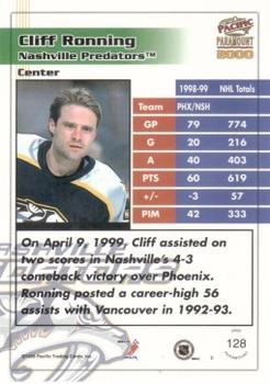 1999-00 Pacific Paramount - Holo-Silver #128 Cliff Ronning Back