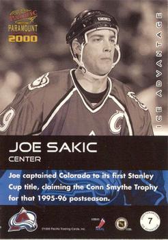 1999-00 Pacific Paramount - Ice Advantage #7 Joe Sakic Back