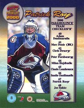 1999-00 Pacific Paramount - Ice Alliance #8 Patrick Roy Back