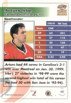 1999-00 Pacific Paramount - Red #46 Arturs Irbe Back