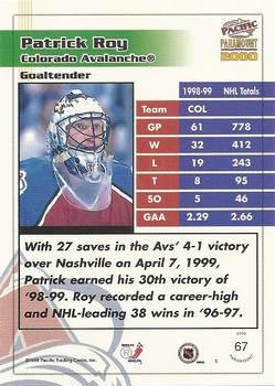 1999-00 Pacific Paramount - Red #67 Patrick Roy Back