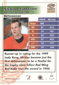 1999-00 Pacific Paramount - Red #83 Nicklas Lidstrom Back