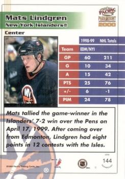 1999-00 Pacific Paramount - Red #144 Mats Lindgren Back