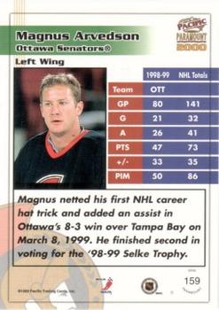 1999-00 Pacific Paramount - Red #159 Magnus Arvedson Back