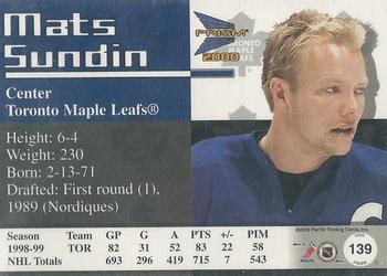 1999-00 Pacific Prism - Holographic Gold #139 Mats Sundin Back