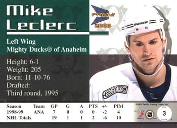 1999-00 Pacific Prism - Holographic Mirror #3 Mike Leclerc Back