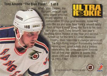 1992-93 Ultra - Ultra Rookies #1 Tony Amonte Back