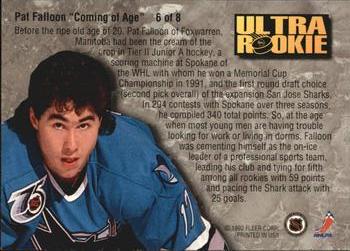 1992-93 Ultra - Ultra Rookies #6 Pat Falloon Back