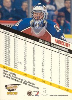 1999-00 Pacific Revolution - Red #42 Patrick Roy Back