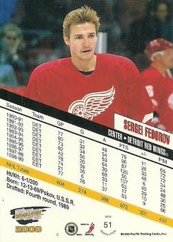 1999-00 Pacific Revolution - Red #51 Sergei Fedorov Back