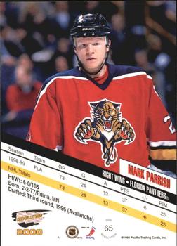 1999-00 Pacific Revolution - Red #65 Mark Parrish Back
