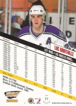 1999-00 Pacific Revolution - Red #71 Luc Robitaille Back