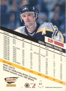 1999-00 Pacific Revolution - Shadow Series #81 Cliff Ronning Back