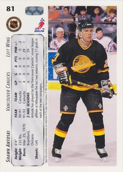 1992-93 Upper Deck #81 Shawn Antoski Back