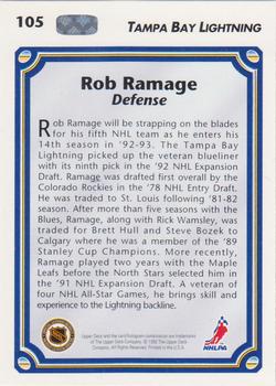 1992-93 Upper Deck #105 Rob Ramage Back