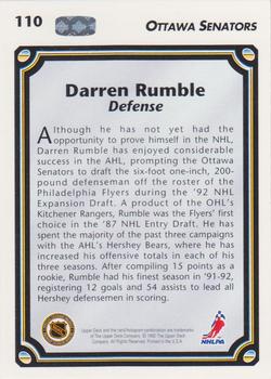1992-93 Upper Deck #110 Darren Rumble Back